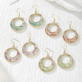 Gold Open Circle Dried Flower Resin Earrings 4 Colors view 1