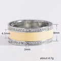Two Tone Stripe Crystal Wide Band Ring With Clear Stone Accents view 3