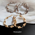 Twisted Metal Hoop Earrings in Gold Tone and Silver Tone view 4