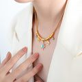 Gold Sun Turquoise Charm Snake Chain Necklace Bracelet view 7
