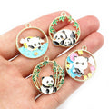 Round Enamel Panda Metal Charms in Nine Illustrated Designs view 2