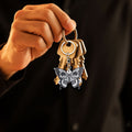 Black White Skull Butterfly Wooden Pendant Chain Keychain view 3