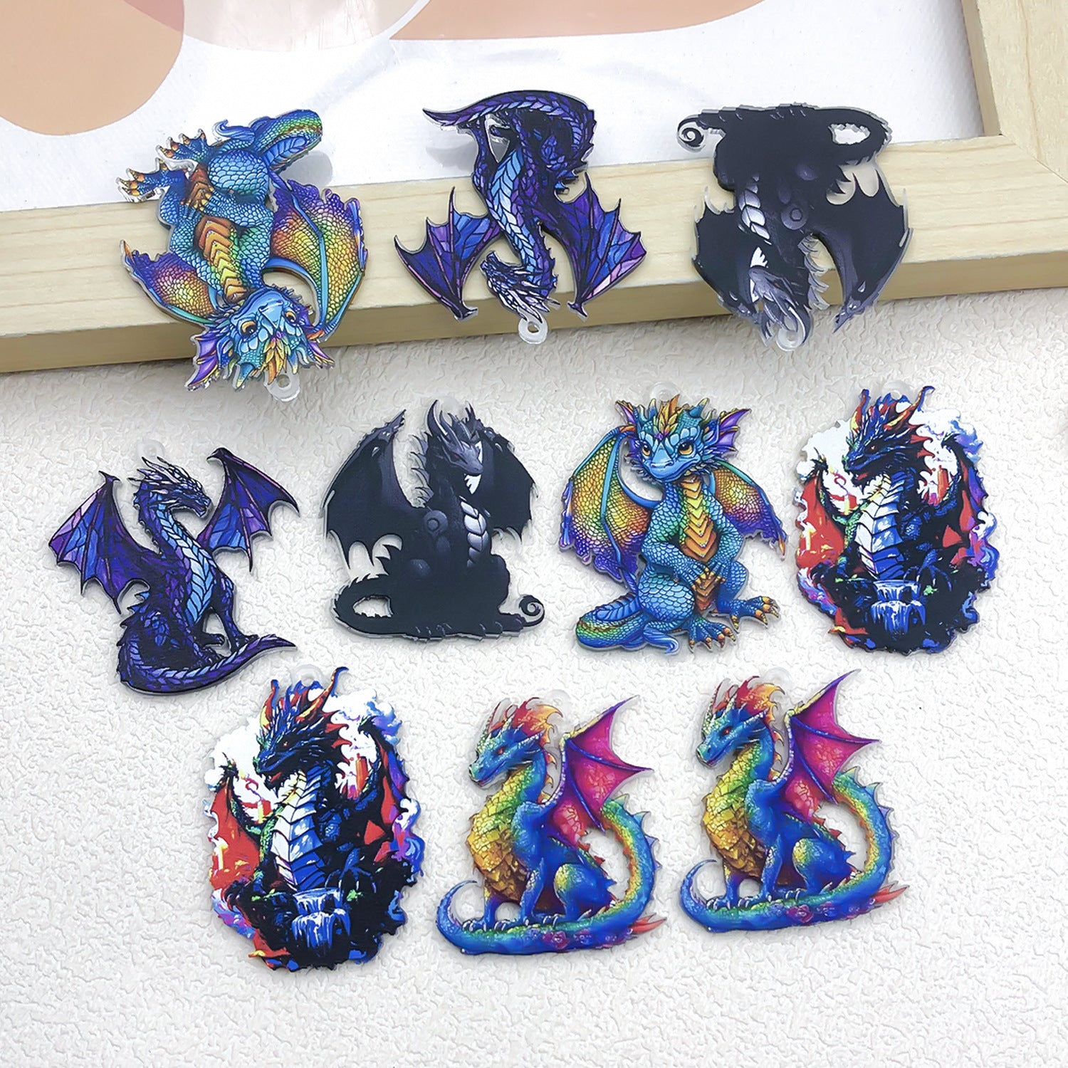 Acrylic Double Sided Dinosaur Charm Pendant for DIY Earrings Necklace Jewelry Accessories
