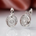 Concentric Round Halo Leverback Earrings In Rose And Silver Tones view 6