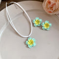 Plumeria Flower Cord Pendant Necklaces Five Color Styles view 6