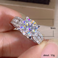 Round Clear Solitaire Curved Knot Wide Ring In Silver Tone view 5