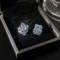 Clear Geometric Crystal Cluster Stud Earrings Silver Tone view 1