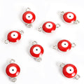 Round Evil Eye Connector Charms in Nine Colors and Two Metal Tones view 7