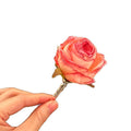 Pink Artificial Rose Single Stem U Pin Hairpin Silver view 5