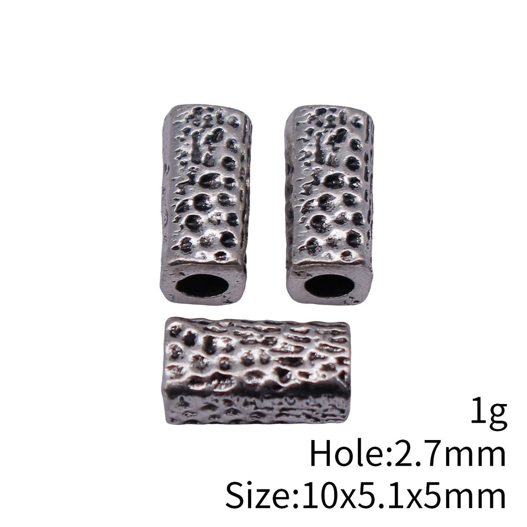 10x5.1x5mm 1g Antique Silver Zinc Alloy Hammered Square Bar Spacer Beads for Dreadlock Jewelry