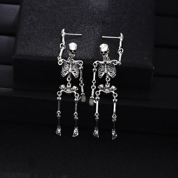 Silver and Gold Articulated Skeleton Dangle Earrings
