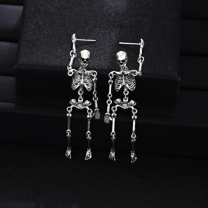 Silver and Gold Articulated Skeleton Dangle Earrings