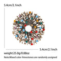 Radiating Open Ring Brooch With Random Mixed Color Rhinestones view 6