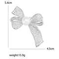 Crystal Ribbon Bow Brooch With Pearl in Gold or Silver Tone view 5