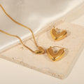 Smooth Heart Pendant Necklace And Matching Heart Hoop Earrings view 4