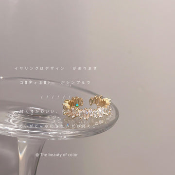 Gold-Tone Open Adjustable Clear Baguette CZ Band Ring