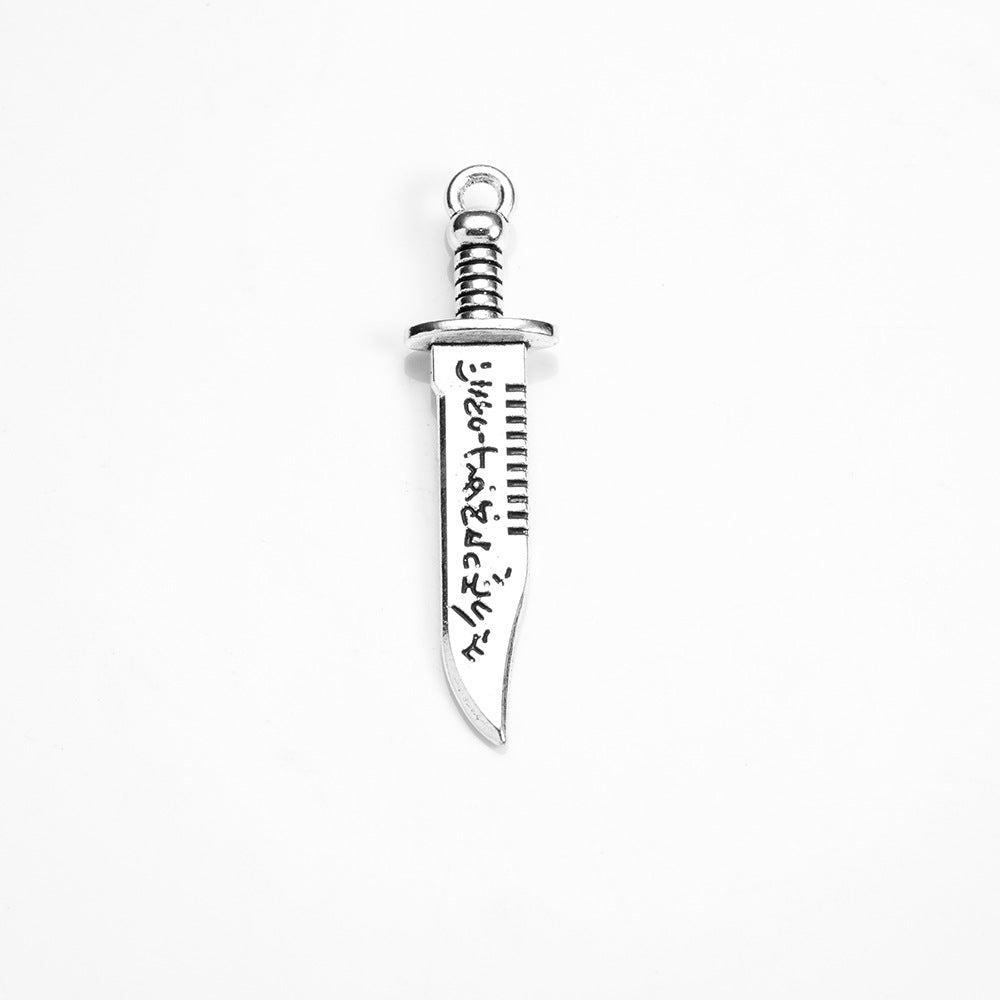 Vintage Double Sided Dagger Charm Pendant 44x11mm