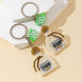 Cream Beaded Tequila Bottle Charm Keychain With Lime Slice view 2