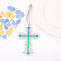 Silver Rhinestone Cross Ornament Metal Hanging Tree Charm view 6