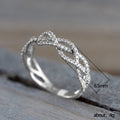 White Gold Tone Twisted Infinity Pave Band Ring Sizes 6-10 view 5
