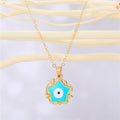 Gold Tone Star-Shaped Evil Eye Pendant Necklaces in Five Colors view 8