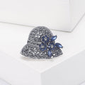 Crystal Cloche Hat Brooch with Floral Trim in Four Colors view 3