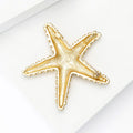 Matte Gold Rhinestone Starfish Brooch Textured Metal Pin view 4