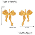 Bow Stud Earrings Gold Or Steel Titanium Metal Finish view 7