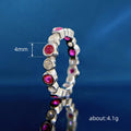 Silver Tone Bezel Stone Eternity Ring in Blue and Pink view 4