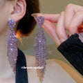 Colorful Rhinestone Fringe Tassel Stud Earrings Fashion Jewelry view 4