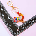 Striped Rooster Keychain With Gold Tone Ring and Lobster Clasp view 3