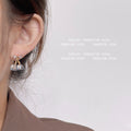 Gold CZ Bow Pale Blue Glass Bell Drop Stud Earrings view 3