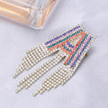 Multicolor Crystal Letter A Brooch With Long Fringe view 4