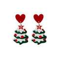 Christmas Stocking and Bell Drop Earrings Red Heart Studs view 5