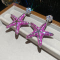 Crystal Starfish Dangle Stud Earrings in Two Colors view 6
