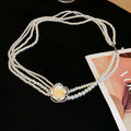 White Pearl Rose Necklace In Three Strand Styles Pendant Jewelry view 8