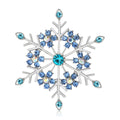 Blue Rhinestone Snowflake Brooch Silver Tone Crystal Pin view 1