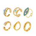 Stainless Steel Fashion Ring Collection Dome Wave Eye Enamel Styles view 5