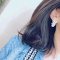 Silver Pavé Starfish Pearl Drop Ear Clips CZ Accents view 4