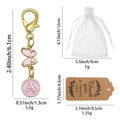 Pink Enamel Letter Keychain Gold Clasp Butterfly Charm view 2
