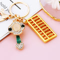 Gold Tone Abacus Keychain with Enamel Ruyi and Crystal Accents view 4