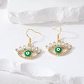 Gold Tone Crystal Lash Enamel Evil Eye Hook Earrings in Five Colors view 4