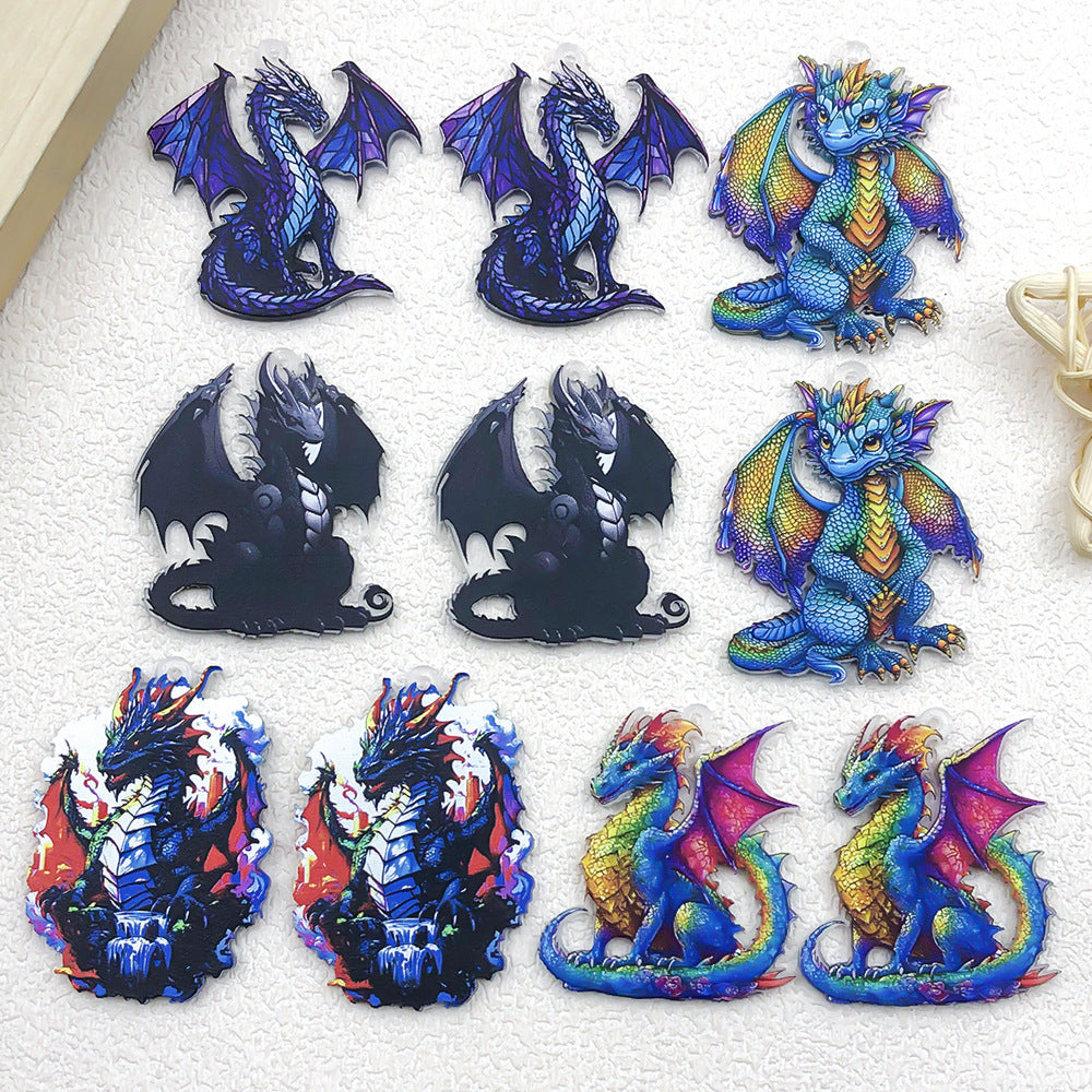 Acrylic Double Sided Dinosaur Charm Pendant for DIY Earrings Necklace Jewelry Accessories