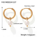 Freshwater Pearl Necklace Bracelet Hoop Earring Set Gold Tone view 8