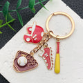 Red Baseball Glove Shoe and Bat Metal Keychain Collection view 2
