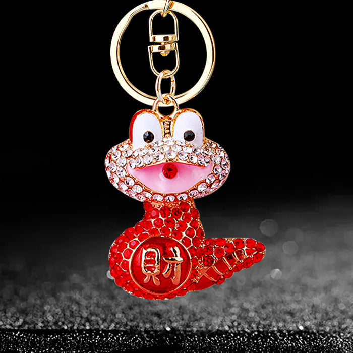Full Crystal Fortune Snake Keychains in Seven Color Options without Dangles