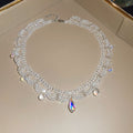 Seed Bead Lace Choker Necklaces Crystal Teardrops Bracelet view 8
