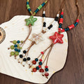 Ceramic Starfish Bead Tassel Brown Wax Cord Necklace view 2