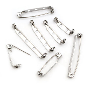 Stainless Steel Safety Pin Brooch Findings in Four Lengths