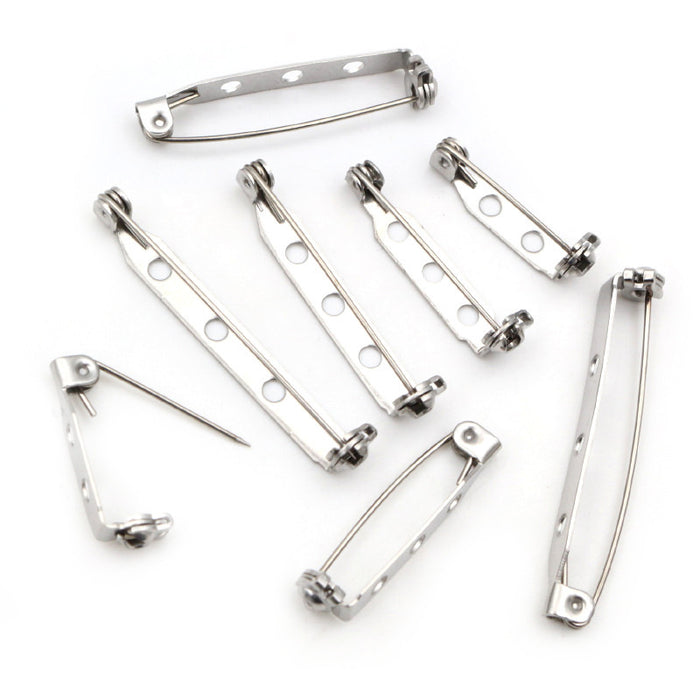 Stainless Steel Safety Pin Brooch Findings in Four Lengths
